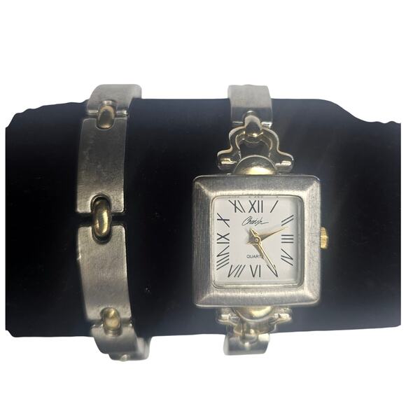 Cherish WATCH and Matching BRACELET Silver Gold Steampunk Analog Timepiece Gift - Picture 1 of 10